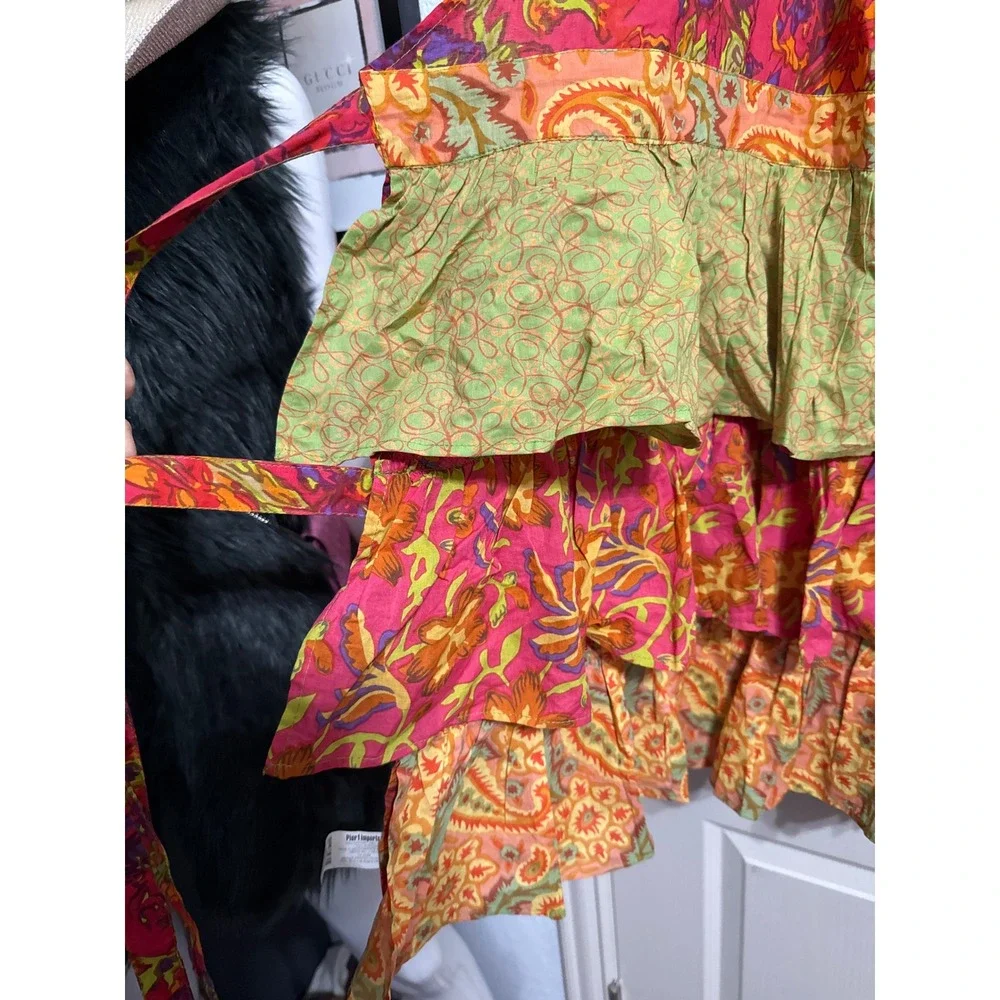 Pier 1 Floral Tiered Halter Kitchen Apron Boho Maximalist Dopamine‎ Cottagecore